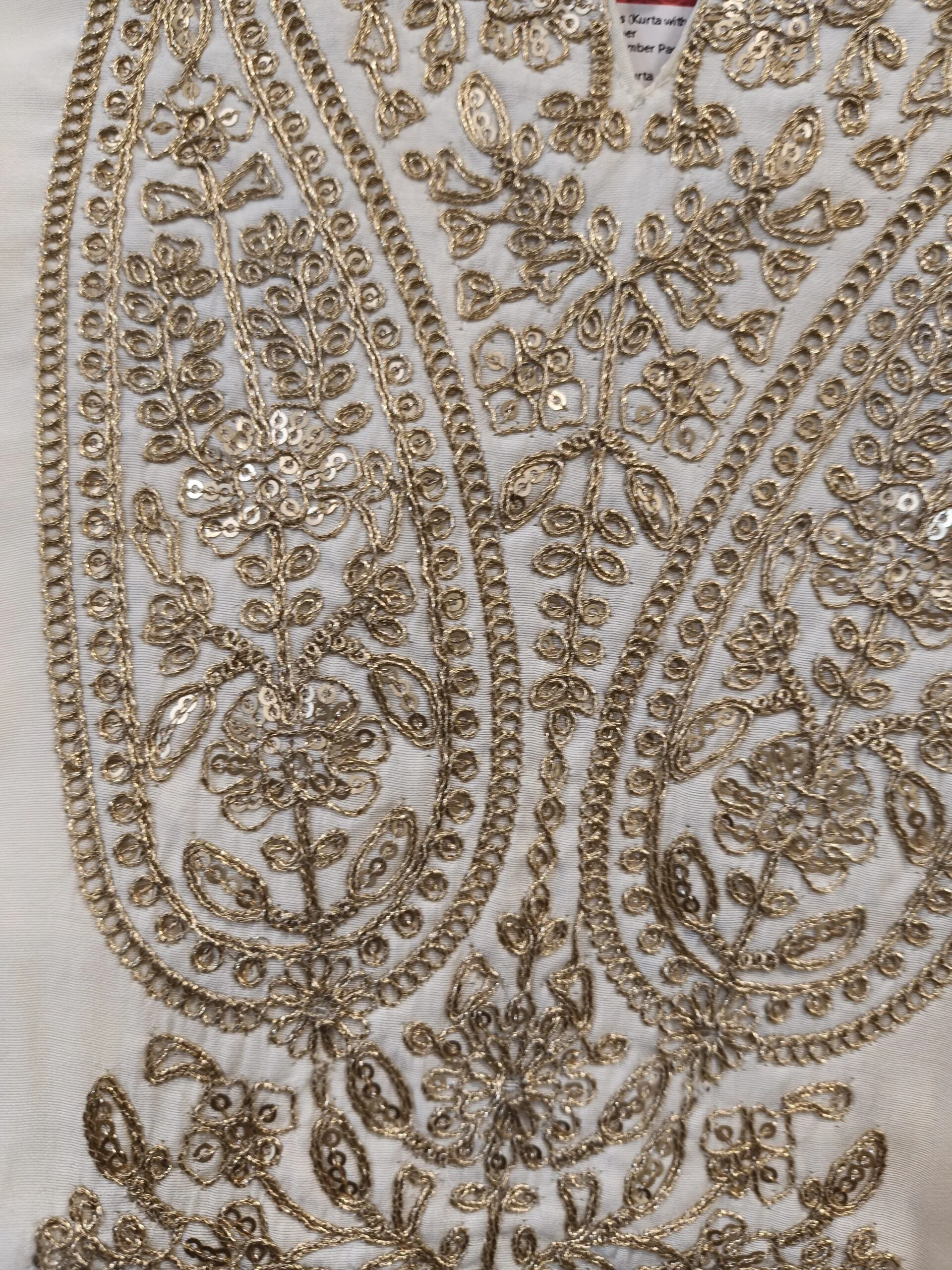 Gold Embroidery White Dress - view 2