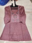 pink tunic with neck embroidery