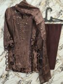 brown cut work dress
