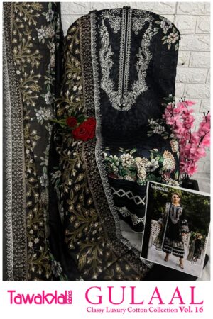 Unstiched Pakistani Suit Set Heavy Cotton 7- Meher e Siyah -Mahira Fashion