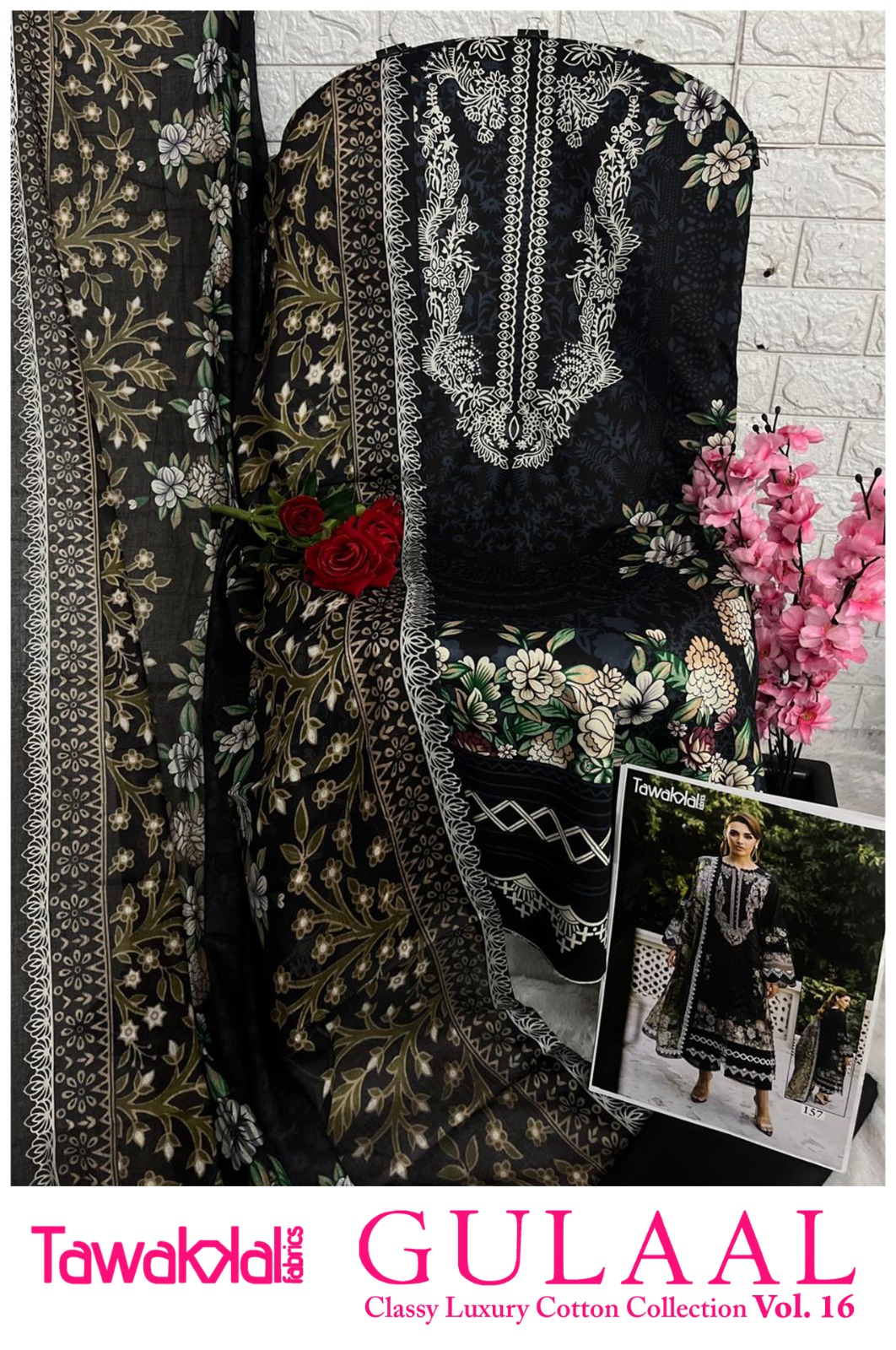 Unstiched Pakistani Suit Set Heavy Cotton 7- Meher e Siyah -Mahira Fashion