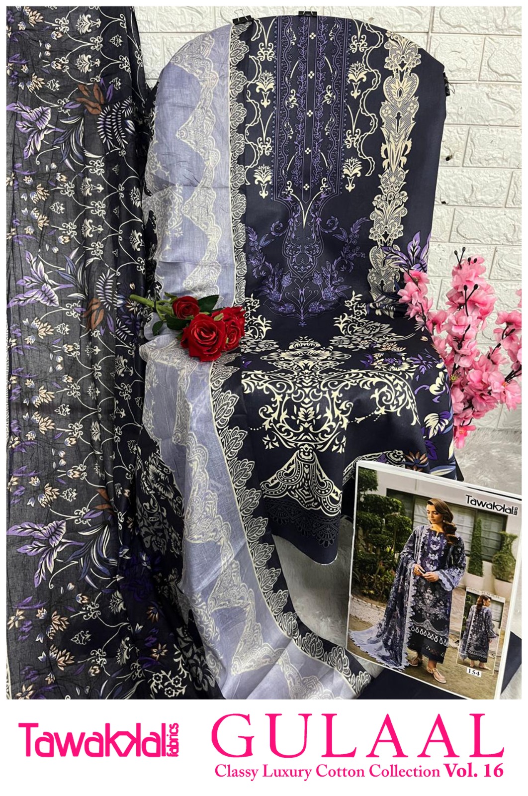 Unstiched Pakistani Suit Set Heavy Cotton 4- Moonlit Orchid- Mahira Fashion