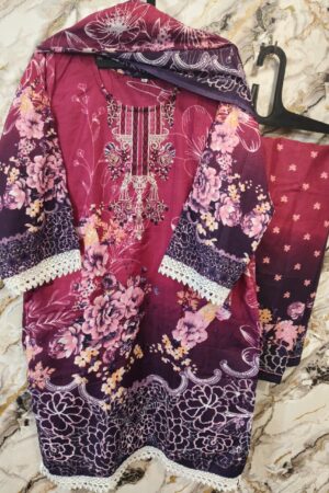 Pakistani embroiderd stiched dress pink -Mahira fashion