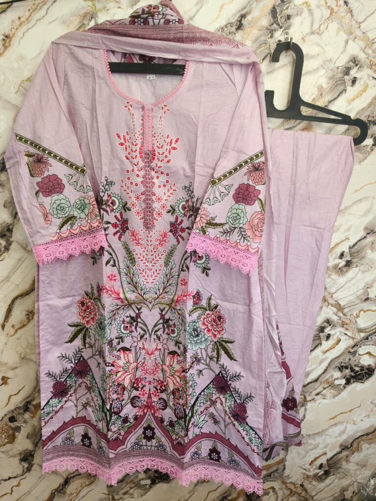 Pakistani Stiched Dresses Pure Cotton Pink - Mahira Fashion