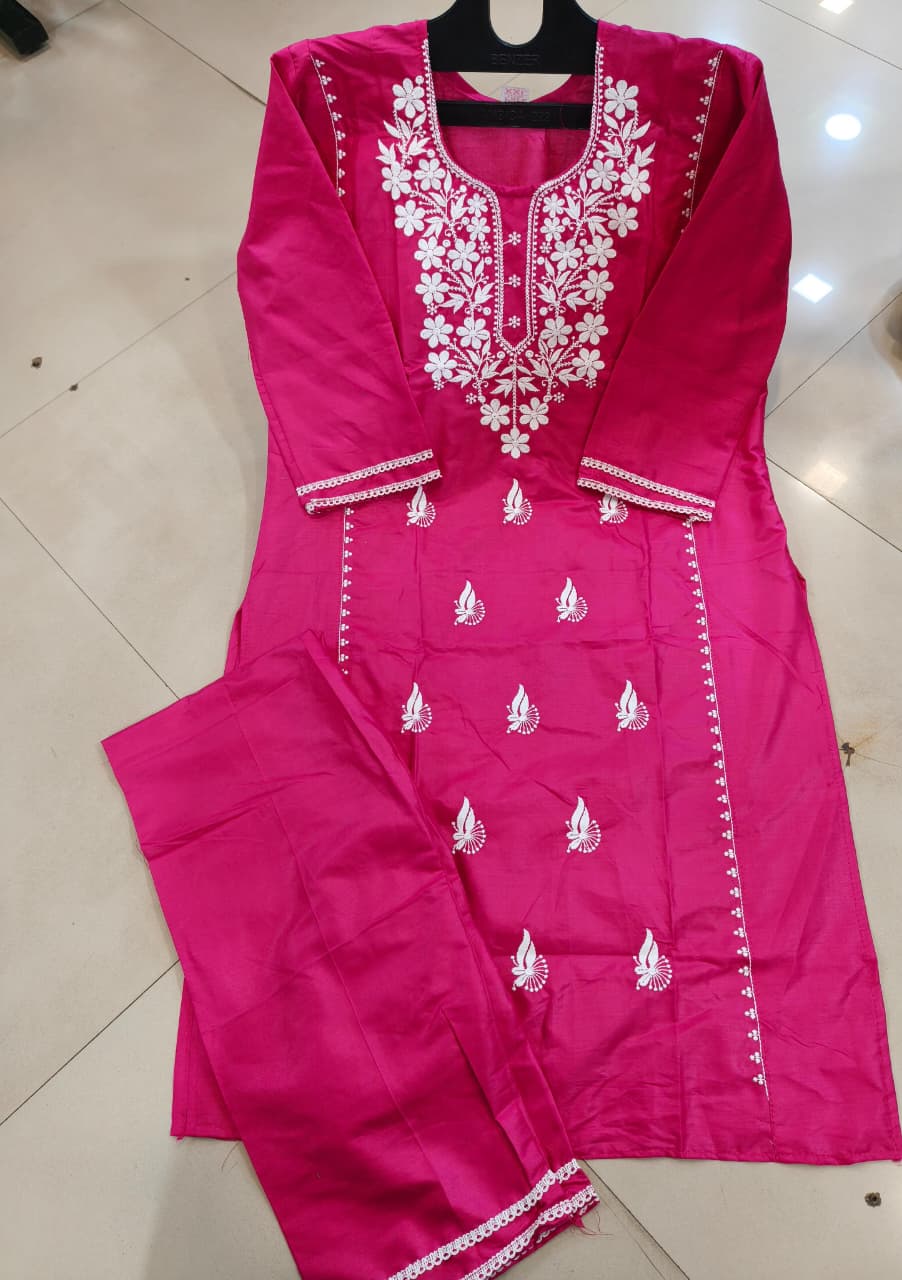 luckhnovy heavy chikenkari dresspinkmahira fashion