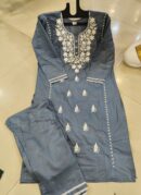 luckhnovy heavy chikenkari dress-grey mahira fashion