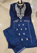 luckhnovy heavy chikenkari dress-lt blue- mahira fashion