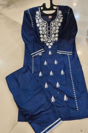 luckhnovy heavy chikenkari dress-lt blue- mahira fashion