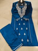 luckhnovy heavy chikenkari dress- blue- mahira fashion