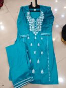 luckhnovy heavy chikenkari dress-light blue- mahira fashion