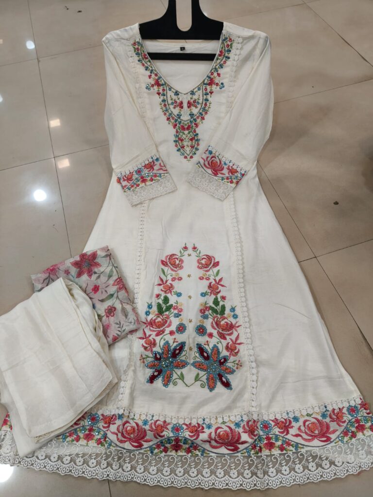 Palistani Heavy Beed Work Dress-white - Mahira Fashion
