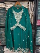 green cut work dress 3pc suit
