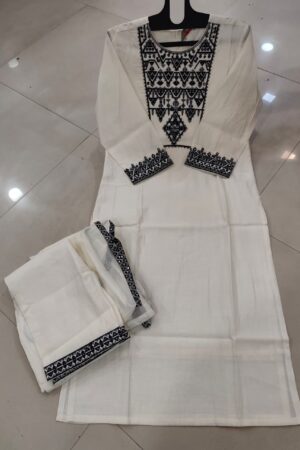 WHITE dress with black embroidery