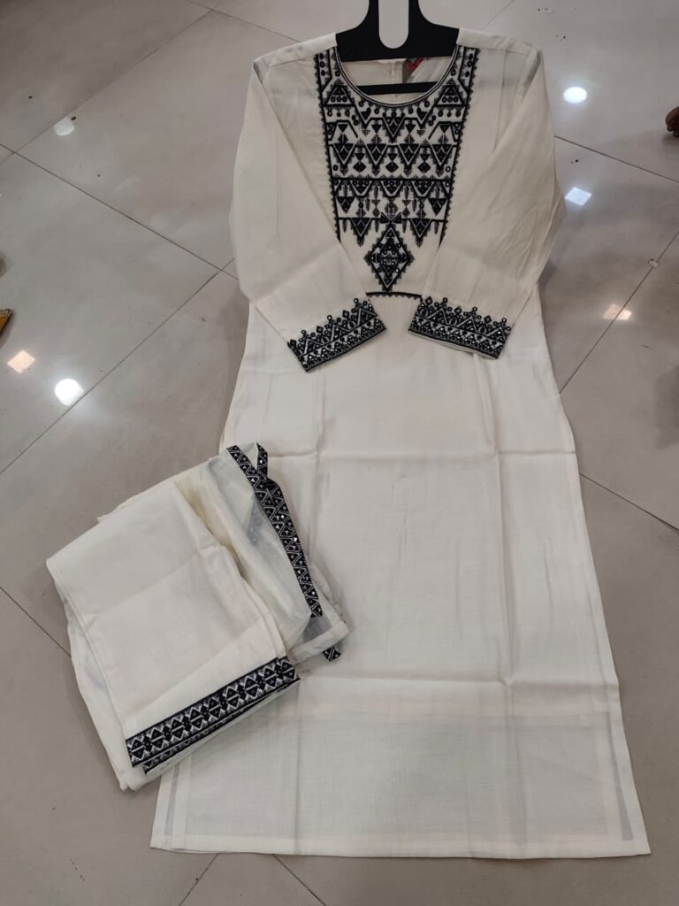 Stylish Black And White Embroidery Outfit - Mahira Fashion