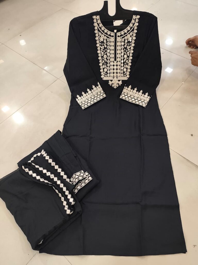Elegant Stylish Suit Set With Embroidery - 3 Pc Suit - Mahira Fashion