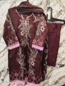 pakistani stiched brown dress