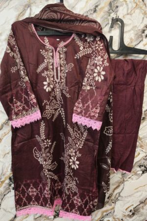 pakistani stiched brown dress