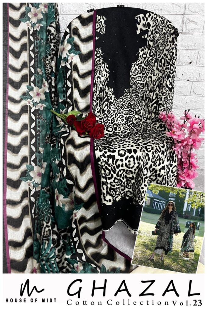 Unstiched Pakistani Suit Set Heavy Cotton -cheeta Print - Mahira Fashion