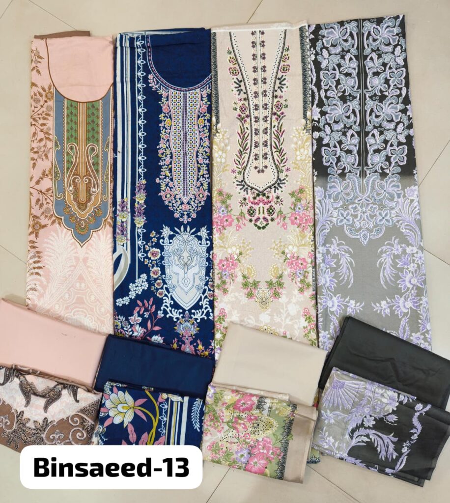 Unstiched Pakistani Suit Material - 3 Pc Set - Set Of 4 - Mahira Fashion