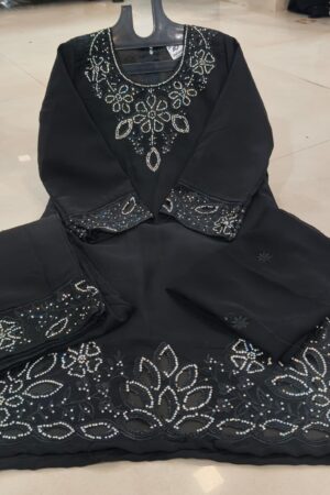 kids heavy stylish cutwork with dimond work BLACK 3pc suit-mahira fashion