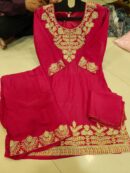 Kids Heavy Stylish Dimond And Zari Work Dress Red - view 2