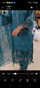 cutwork stylish heavy dress - blue teal -mahira fashion
