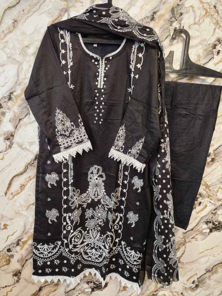Premium Black & White Ready-to-wear Pakistani Dress - Mahira Fashion