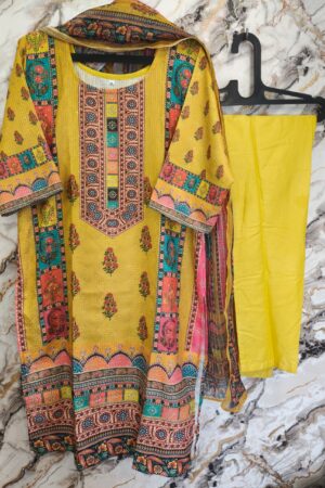 stiched dress digital print with transparent sequence multy-mahira fasahion