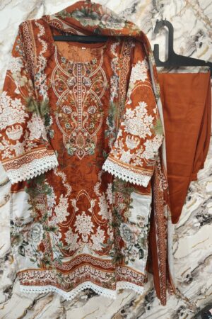 heavy embroidery pakistani stich dress -rusty-mahira fashion