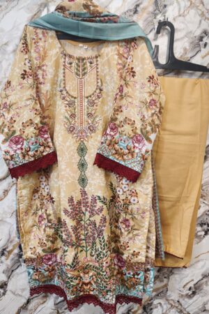 heavy embroidery pakistani stich dress -yellow -mahira fashion