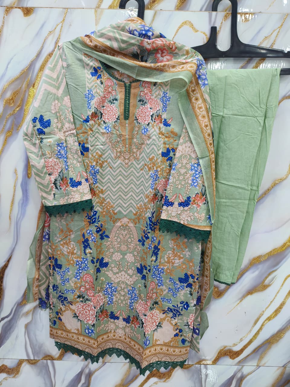 Pakistani Stich Dress-Pistachio Pearl
