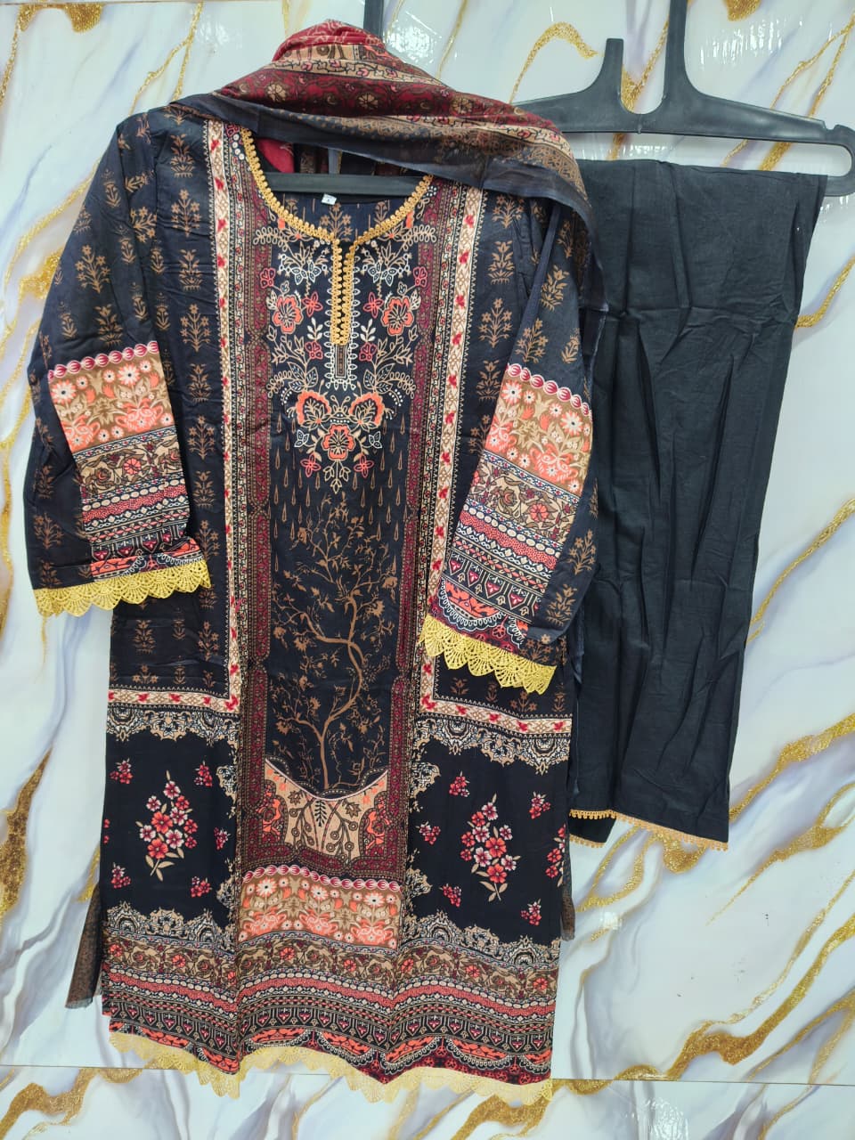 Pakistani Stich Dress-Mehroon Noir