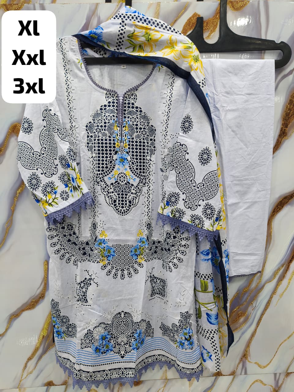 π Azure Bloom Kurti Pant Dupatta Set