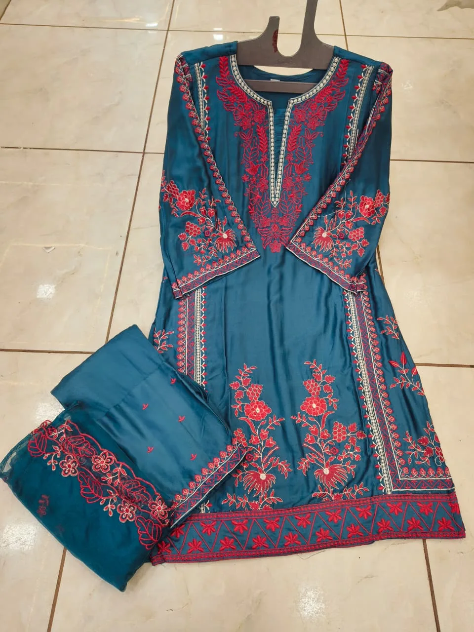 Sapphire Royale Embroidered Suit Set - Heavy Pakistani Suit by Mahira Fashion - View 2