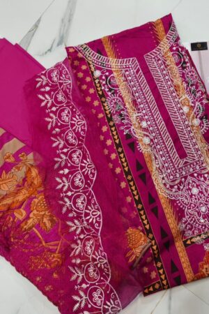 🌸 Royal Fuchsia Embroidered Cotton Dupatta Dress Set 💖
