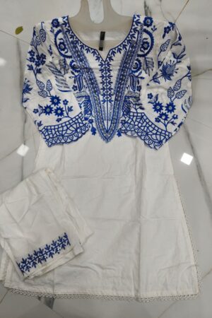 🤍 Aafreen Azure Embroidered Stitched Suit Set 💙