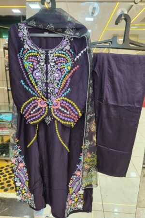 💜 Noor Amethyst Embroidered Suit Set 💜