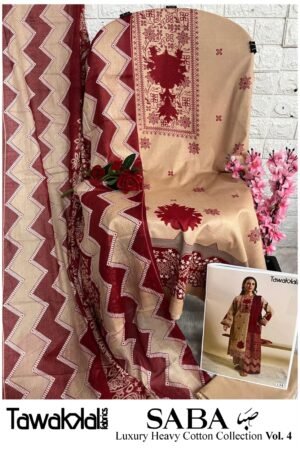 🌹 Saba Maroon Elegance Unstitched Suit 🌹