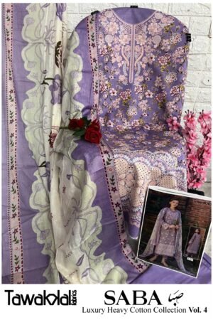 💜 Lavender Blossom – Luxury Heavy Cotton Unstitched🌸✨