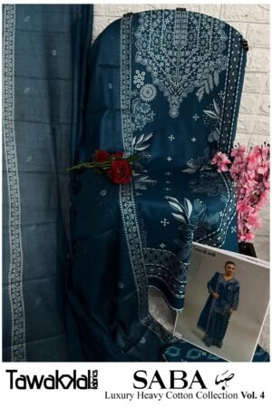 💙 Royal Blue Bloom – Luxury Heavy Cotton Unstitched ✨