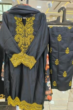 Royal Midnight & Gold Embroidered Kurti Set ✨🖤
