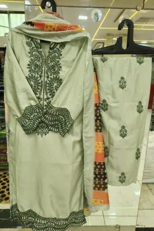 Sage Green & Bottle Green Embroidered Kurti Set - Heavy Pakistani Suit by Mahira Fashion - View 2