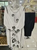 Monochrome Floral Embroidered Kurti & Trouser Set - Kurti Set for Women by Mahira Fashion - View 2