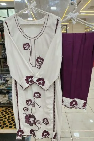 Premium Floral Embroidered Kurti & Trouser Set - Kurti Set for Women by Mahira Fashion - View 2