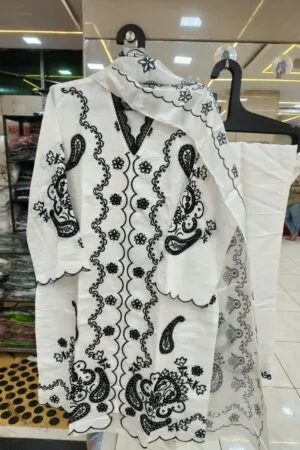 Shadow Motif 3-Piece Ensemble - Heavy Pakistani Suit by Mahira Fashion - View 2