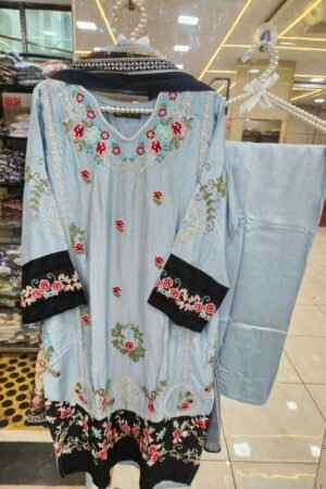 ✨ Multi-Floral Embroidered 3-Piece Suit Set 🌸