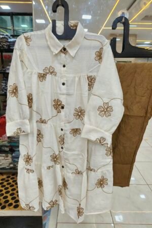 ✨ Soft Camel Floral Embroidered Tunic Set 🤎
