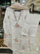 Floral Embroidered Pakistani 3-Piece Suit - Pakistani Stitched Suit by Mahira Fashion - View 2