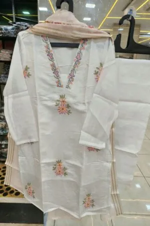 Floral Embroidered Pakistani 3-Piece Suit - Pakistani Stitched Suit by Mahira Fashion - View 2
