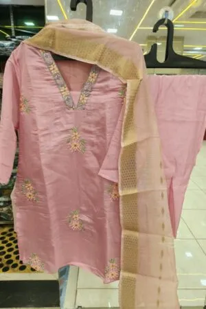 Floral Embroidered Pakistani Suit Set - Pakistani Stitched Suit by Mahira Fashion - View 2
